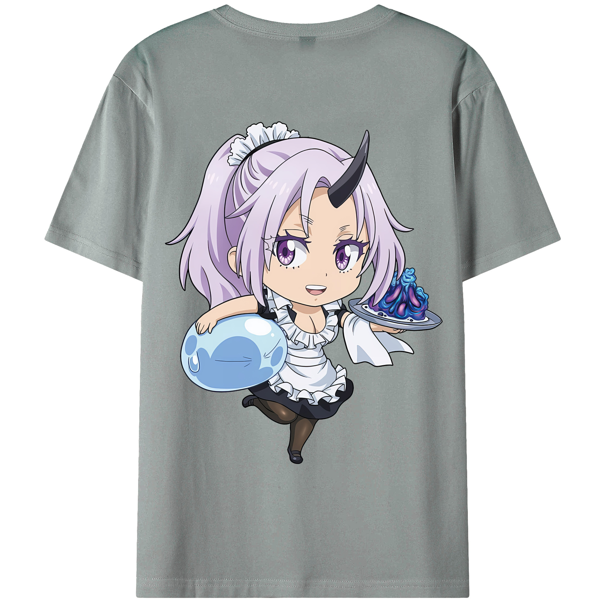 （画像用） 転スラ Regarding Reincarnated to Slime 綿100％ メンズ半袖Tシャツ（バックプリント） 通気性
